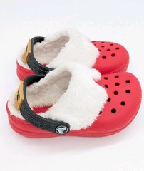 Crocs Little Santa Classic Lined Clog Child Size C8 Red Christmas Santa Belt