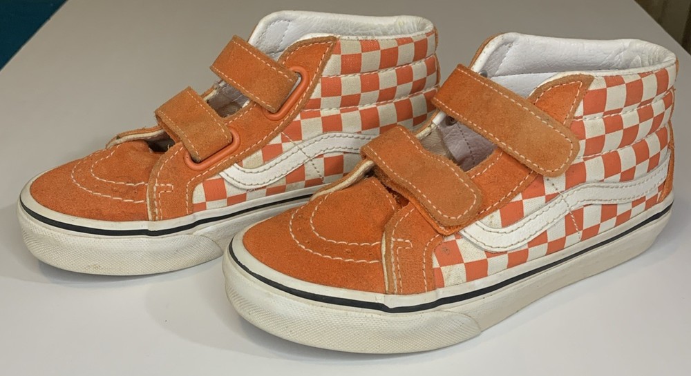 Vans Kids Size 1.0 Orange Checker Board High Tops