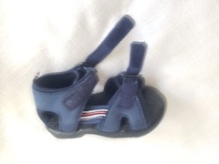 NWOB Navy Blue/Red/White Hook & Loop Sandals Baby/Toddler Size 4? Girl/Boy