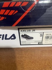 Fila Axilus Junior sz 1 3 or 5 Black silver Court Shoes NEW in Box Sneakers