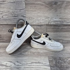 Nike Air Force 1 Toggle Stretch Lace White Black Swoosh Shoes Size 2Y Kid