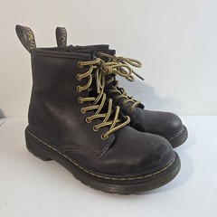 Dr Martens 1460 J Boots Kids Size 13 Leather Lace Up Side Zip Comfort Shoes EUC
