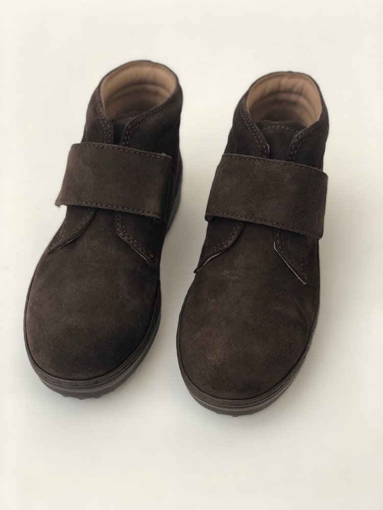 KIDS Boots – Derby with Touch Fastener in Brown Velvet Size 13 US Children