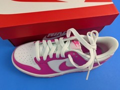 Nike Dunk Low GS White Laser Fuschia FB9109-102 Size 4.5Y / 6W