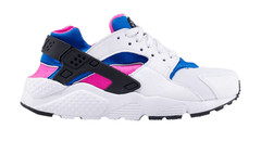 Nike Huarache Run (GS) Sneakers White/Black/Pink Kids Size 4.5Y (654275-104)
