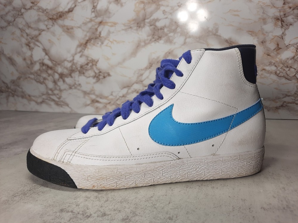2009 Nike Blazer Mid White Blue Purple Sneakers Youth Size 6Y / Womens Size 7.5