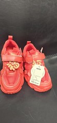 Fashion Red Unisex Kids Low Top Athletic Sneakers Hook & Loop Logo Strap