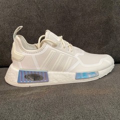 Adidas NMD_R1 J Youth 6.5 Core White Iridescent Sneaker Running Shoes GV7351