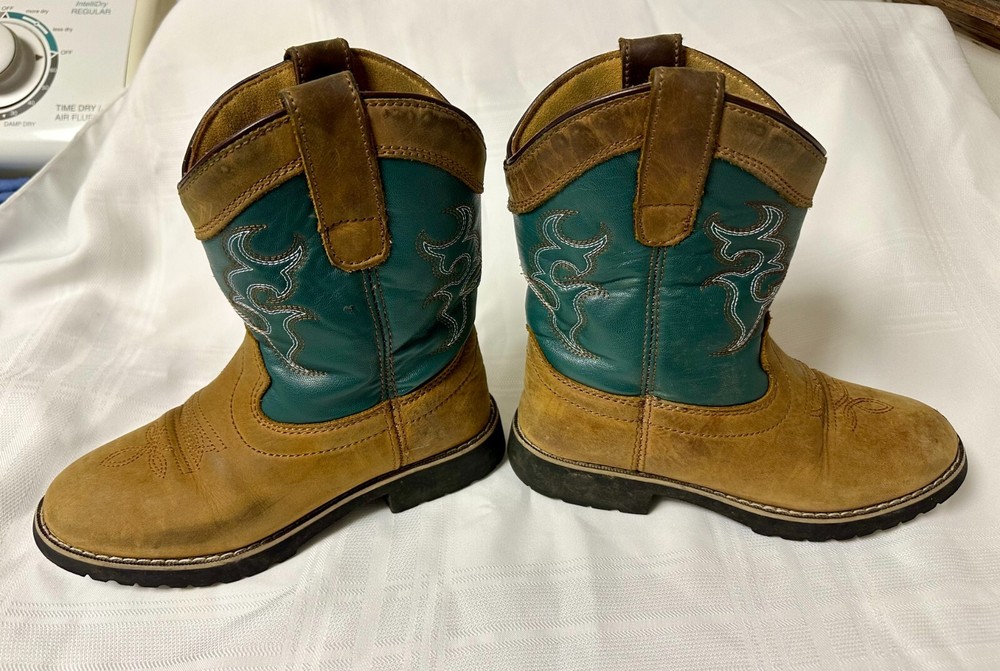 Itasca Buckaroo Leather/Teal Roper Boot 5027020 Crazy Horse Youth Size 3