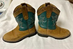 Itasca Buckaroo Leather/Teal Roper Boot 5027020 Crazy Horse Youth Size 3