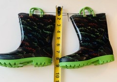 Zoogs Toddler Pull On Handle Rain Boots Dinosaur Print Green Black Size 11
