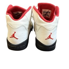 Jordan 5 Retro Fire Red 2012 White Black Red Kids Shoes 440889-100 Size 13C