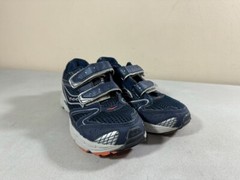 SAUCONY KIDS BLUE SILVER ORANGE COHESION 5 HOOK & LOOP SNEAKERS BIG KIDS 1.5