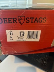 Deer Stags Ranch Cowboy Boots Black Big Kids/Youth SZ 6M Faux Leather NEW IN BOX