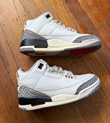 Nike Air Jordan 3 Low Top Leather Sneaker White/Gray/Red Kids US 4 DN3707-100