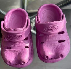 Polliwalks Size 6 Toddler Little Kid Croc Foot Printer Clog Bubblegum Purple