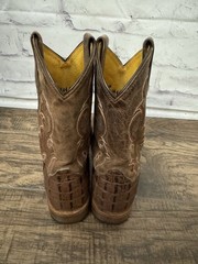 Horse Power HP Boots Kids Size 2 Chocolate Nile Print Cowboy Boots Square Toe