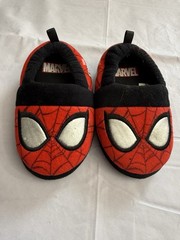 Marvel Spider-Man Plush Slippers Kids Red Black Superhero House Shoes Sz 7/8