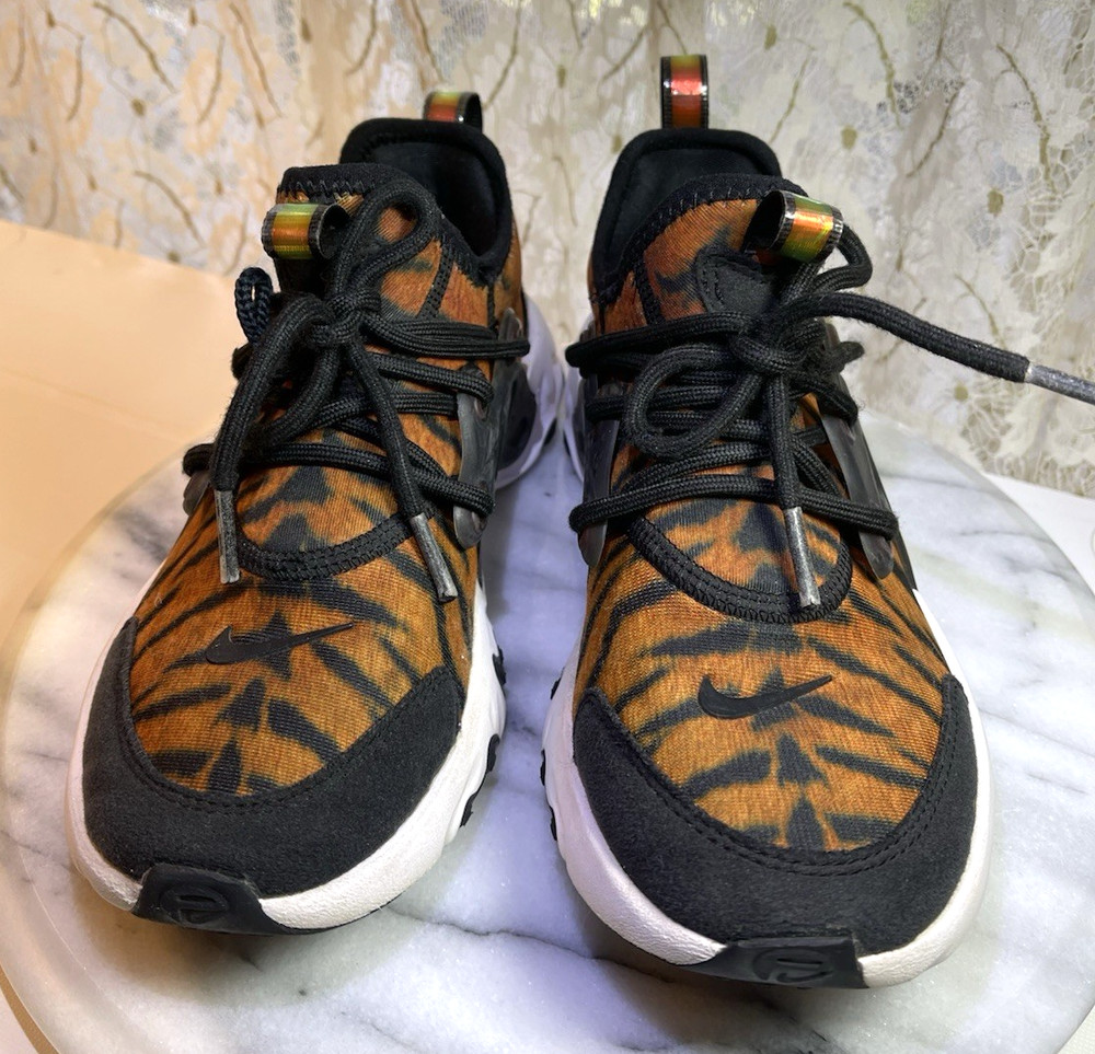 Nike React Presto Premium Tiger Print 3Y Shoes Magma Orange-White-Black CU8429