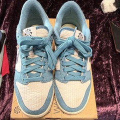 Nike Dunk Low SE GS Leather Sneaker Blue/White/Purple Kids 6Y DC9561-400