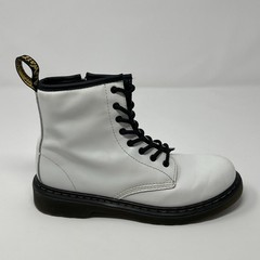 Dr Doc Martens Junior Pascal 1460 J Size 5 White Patent Leather Combat Lace Up