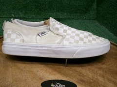 Vans Youth Asher Slip On True White Checkerboard Skate Shoes Sneakers Size 5 US