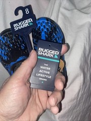 Rugged Shark Kids Size 8 Black/blue Multicolor Clog Water Shoe