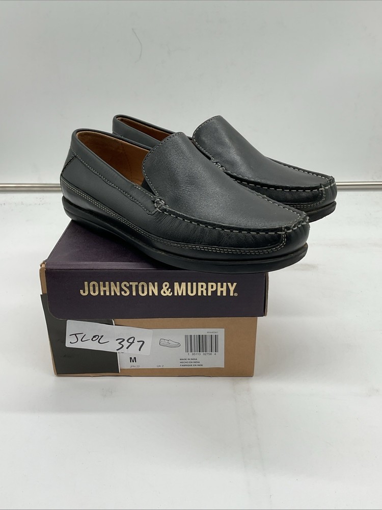 Johnston & Murphy Locklin Venetian Loafers Kids 3 M Black Dress Shoes JLOL397