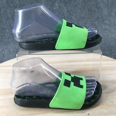 Minecraft Sandals Youth 1-2 Slide Flats Green Open Toe Casual Breathable Comfort