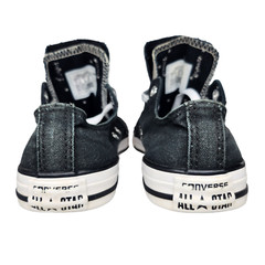 Converse All Star Shoes Juniors 4 Black Double Tongue Stars Shimmer Silver Gold