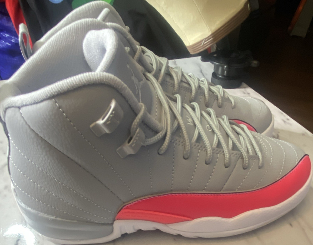 Size 5.5Y(GS) – Jordan Air 12 Retro Wolf Grey/Racer Pink Leather (510815-060)