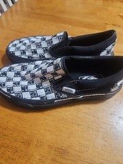 Black & White Checkered Print Vans Slip On Sneakers Men 4.5/women 6.0