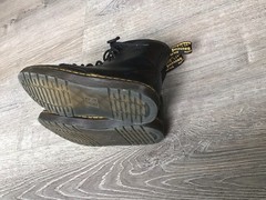 Doc Martens Zavala J Leather Combat Boots Black Kids Size 3 Youth Boot Dr.