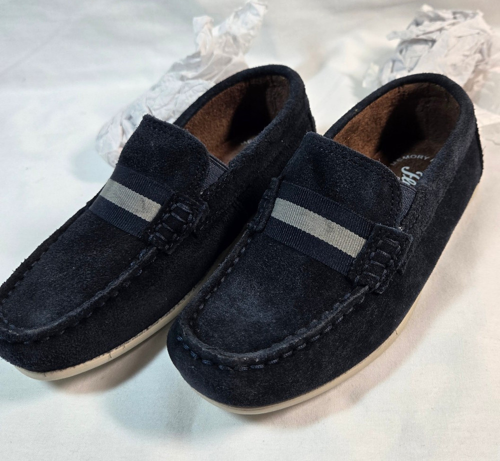 Florsheim Navy Blue Suede Leather Loafers Driving Moc Pinch Toe KIDS 11M Casual