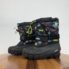 Little Kids Sorel Flurry Printed Black Waterproof Lined Outdoor Snow Boots Sz 12
