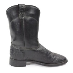 Laredo Boots Kid’s Western Cowboy Cowgirl Roper Black Faux Ostrich Leather Sz 3