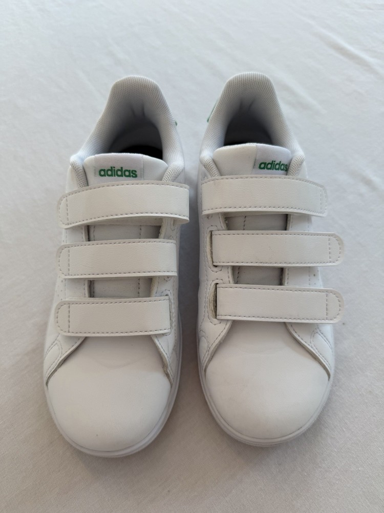 Adidas Kids Advantage Base 2.0 Tennis Court Kids Shoes Size 1 White and Green