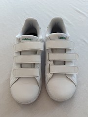 Adidas Kids Advantage Base 2.0 Tennis Court Kids Shoes Size 1 White and Green