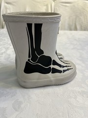 Kids Hunter Rain Boots white Skeleton Spooky Camp Halloween Unisex Size 6/7