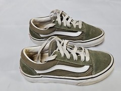 VANS Old Skool School Sneakers Lace Up Shoes Olive Army Green Kids Sz 1.5 GUC