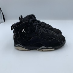 Air Jordan True Flight 343796-010 Kids 13C Basketball Shoes Black Suede Sneakers