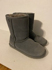 EMU Australia Wallaby K10102 Lo Gray Suede Boots 100% Wool Lining Kids Sz 3