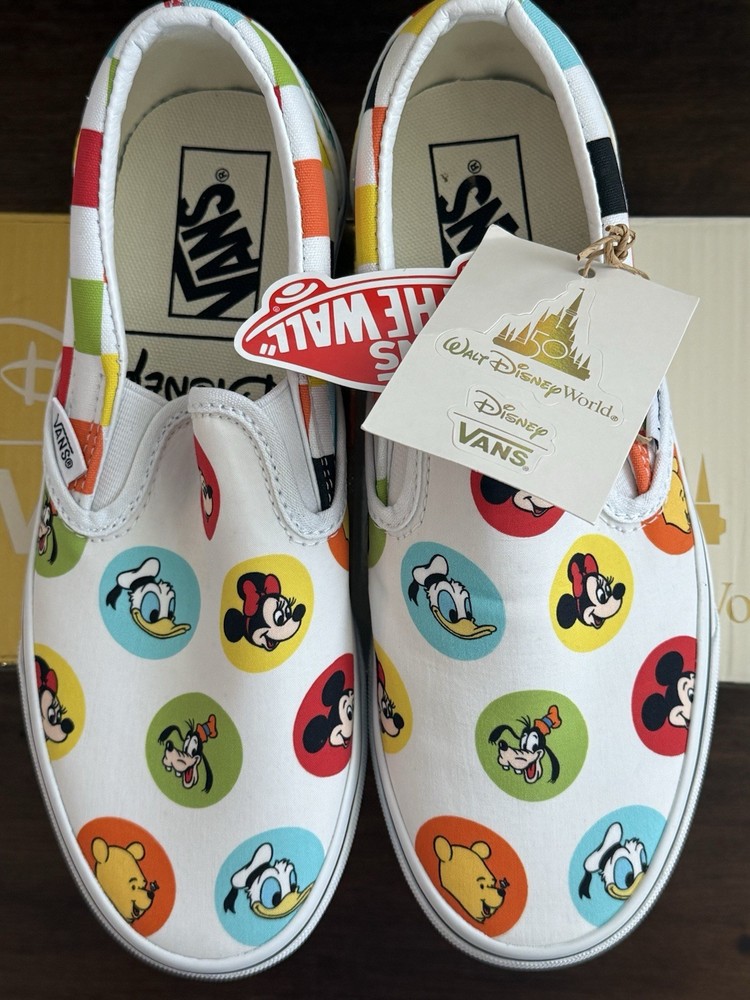Disney Vans Shoes Classic Slip-On M Size 4 W Size 5.5 Multi Character 50th Anniv
