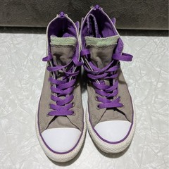 Converse Chuck Taylor All Star High Top Youth 2 Gray Purple Mint Back Zip Skater
