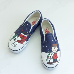 VANS x Peanuts Charlie Brown Snoopy Christmas Slip-On Kids Shoes 13.5