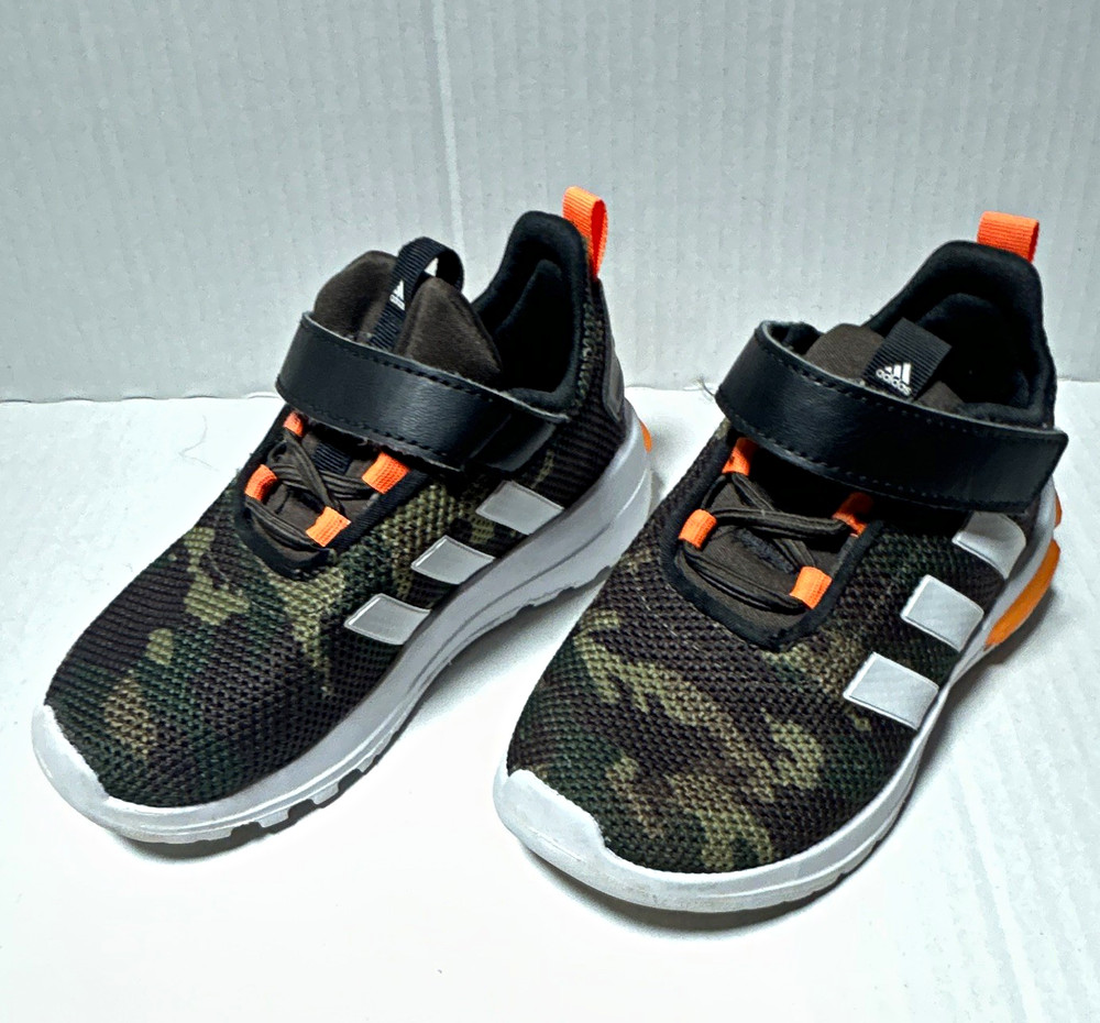 adidas AF0207 Camo Green Black Hook & Loop Low Top Sneakers Unisex Kids US 7K