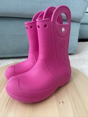 Crocs Candy Pink Handle It Rain Boot Kids Size c13 12803 Waterproof Lightweight