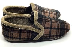 Cienta slipper brown plaid velour US 1 EURO 32