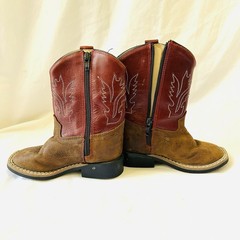 Old West Toddlers Size 7.5 D Red Brown Western Boots BSI1889 Cowboy Rodeo Zip Up
