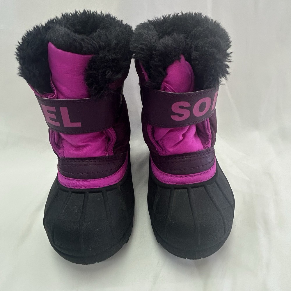 Sorel Snow Commander Toddler Winter Boots Pink Purple Black Waterproof Size 7